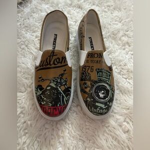 Motorcycle style custom StreetFly Fashion slip-on slippers boat 37 6.5 NWOT